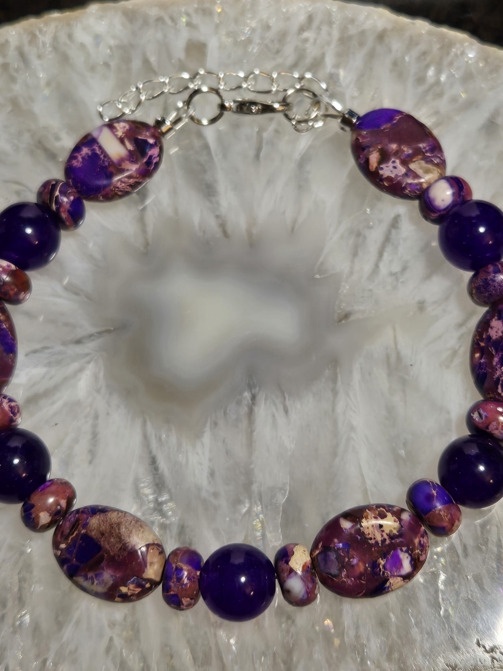 Purple Jade And Sea Sediment Jasper Bracelet